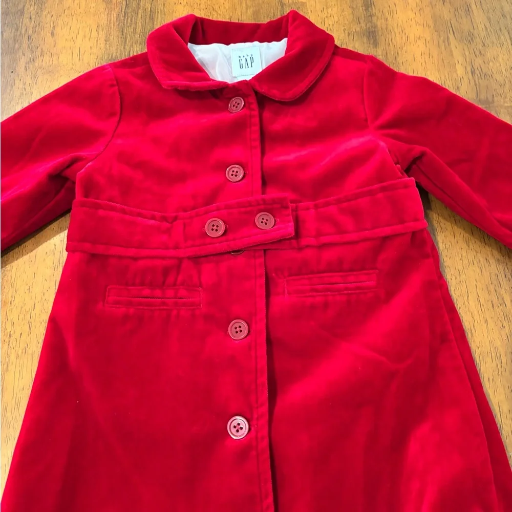 Gap velour red coat baby girl‎ 6-12 months